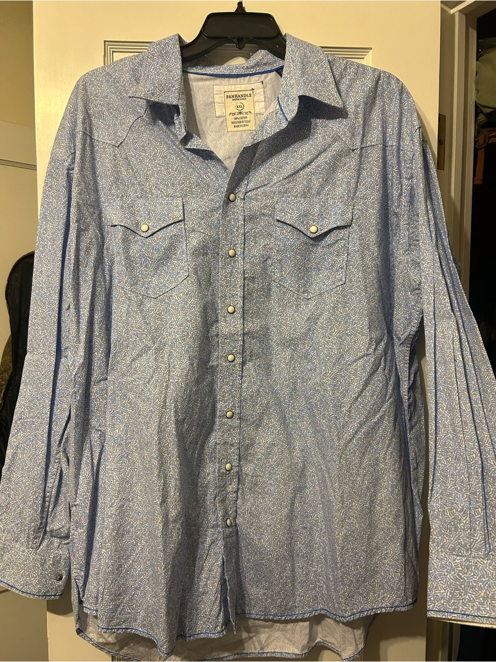 Men's Light Blue Casual Western Button-Down Shirt